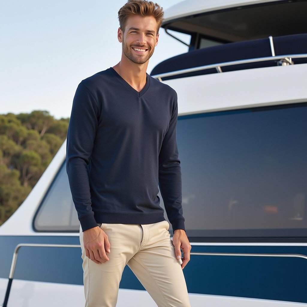 Men’s V - Neck Jumper - Marina Yacht Wear