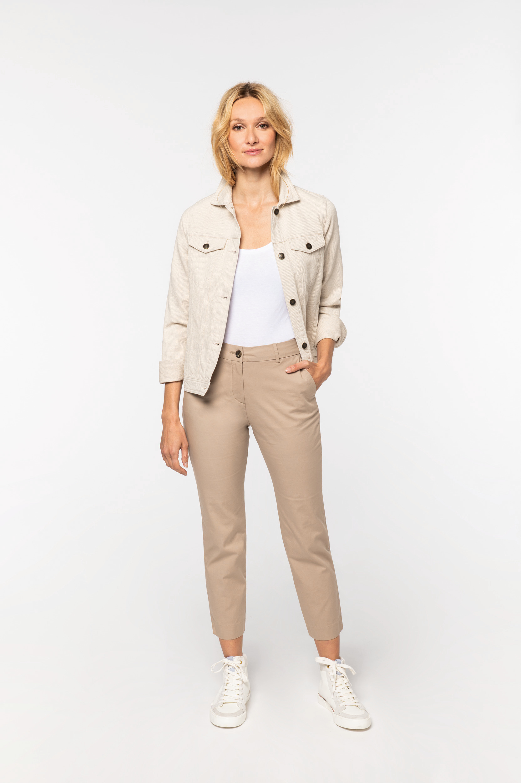 Buy Sellingsea Women's Stylish Pintuck Beige Cotton Stretchable Pant at