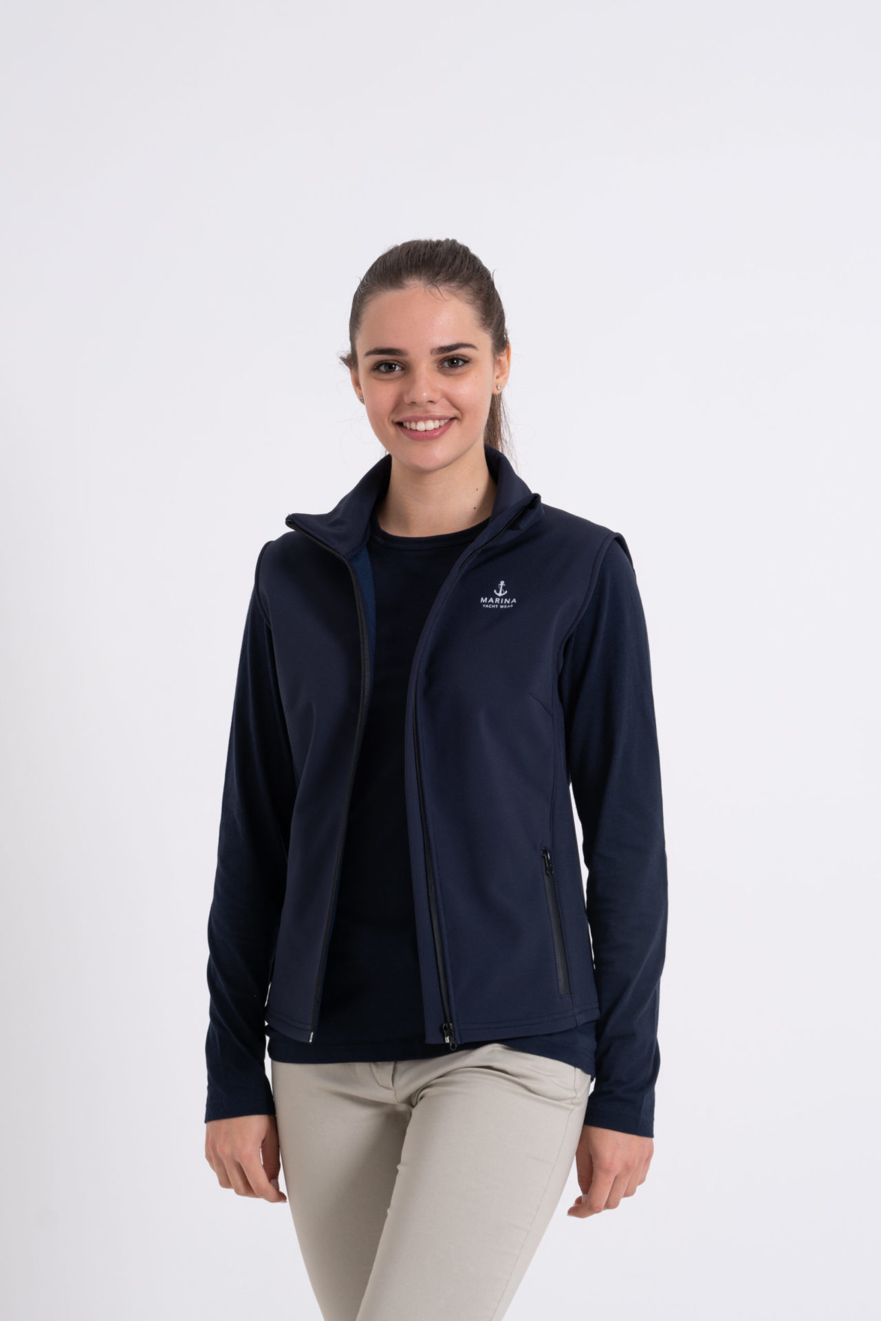 Ladies soft shell vest for yacht crew